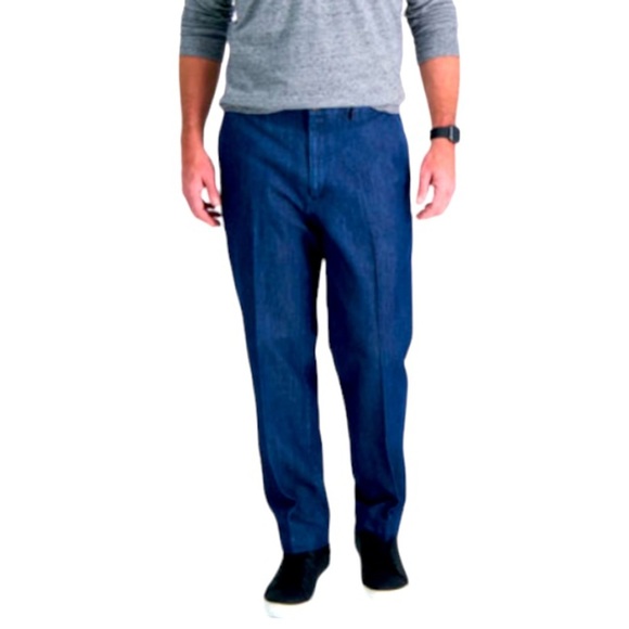NWT 38 Haggar Flat Front Classic Fit Denim pants - Picture 1 of 12